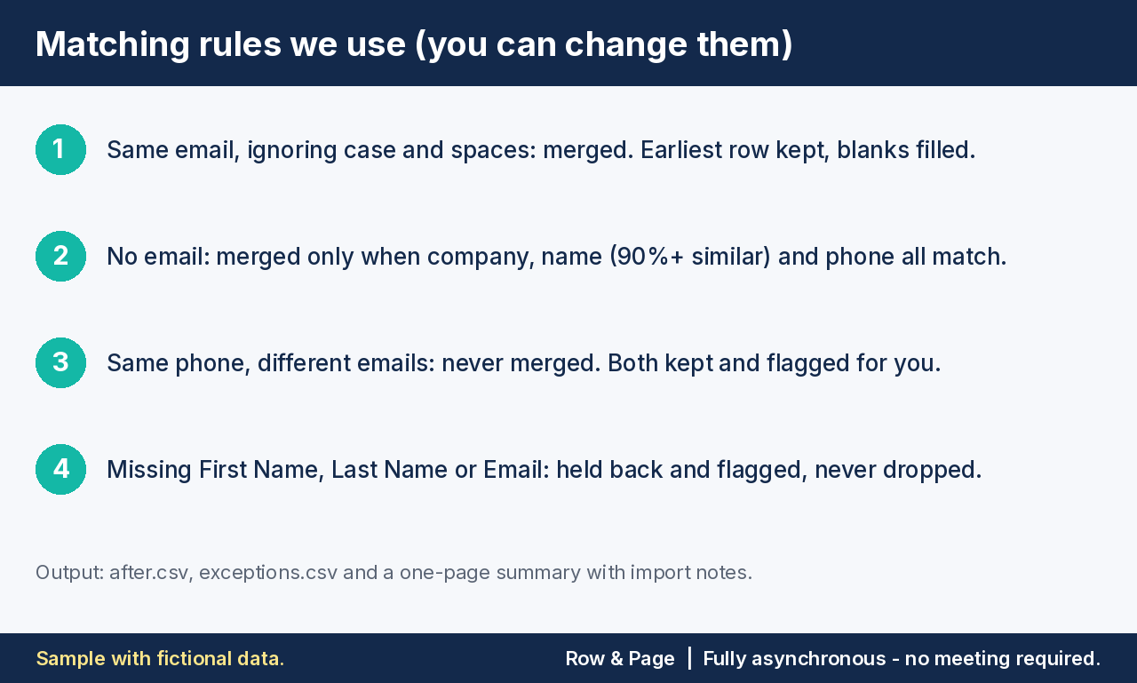 The matching rules we use by default