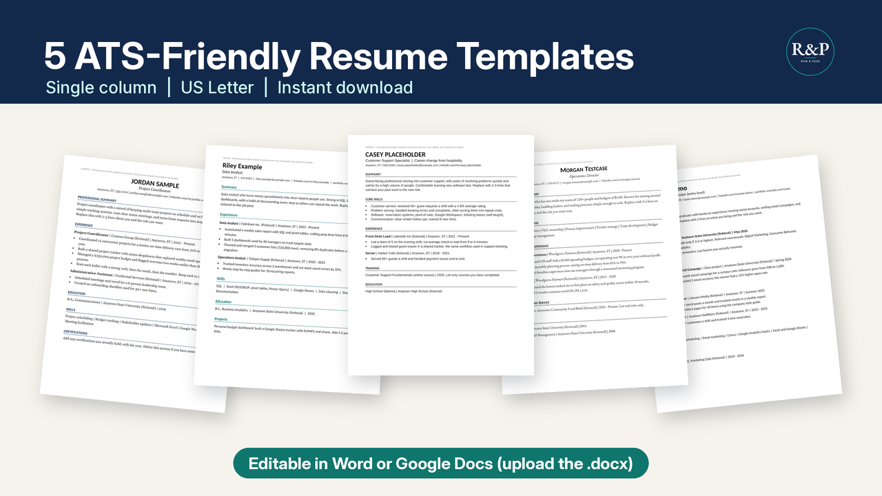 ATS Resume Template Pack preview