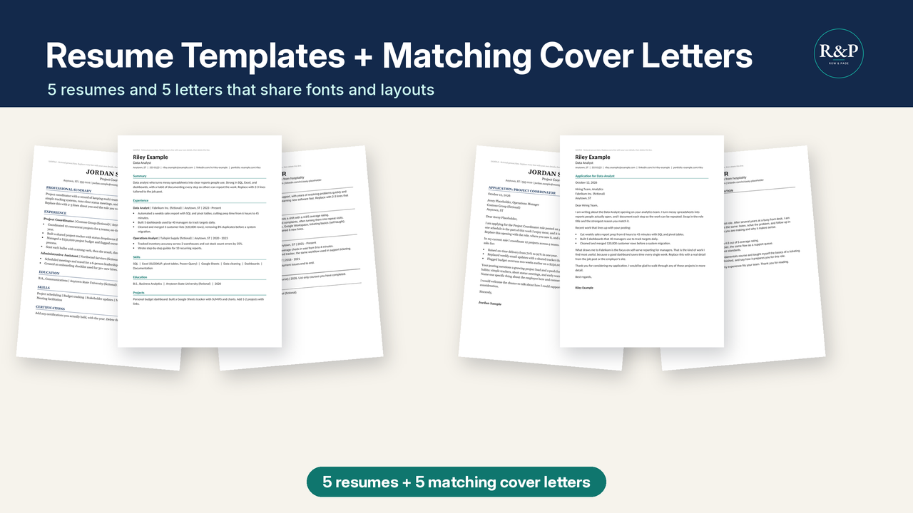 Resume + Cover Letter Bundle preview